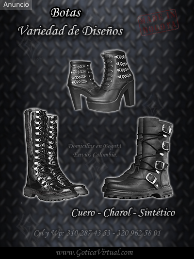 botas charol cuero sintentico bogota disenos correas hebillas cordones tacon chica masculinas venta colombia
