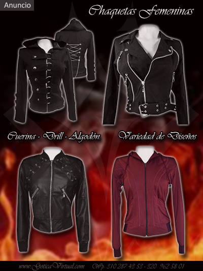 chaquetas femeninicas chica tipo chamarra clasica tela cuero cuerina tienda online rock metal bogota colombia