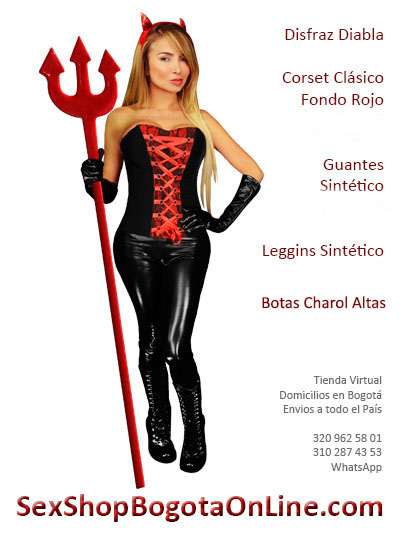 Disfraz Diabla Sexy disfraz diabla corset clasico rojo negro guantes botas charol sex shop domicilios colombia bogota cali medellin santander manizales cucuta