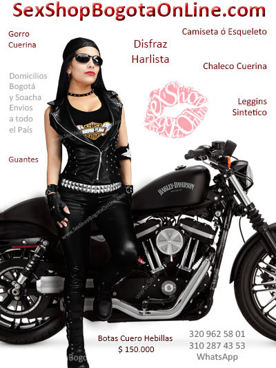 disfraz harlista bogota chica motociclista harley davidson moto cuero dama mujer disfraces femeninos acceorios camiseta