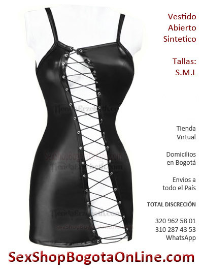 vestido dama abierto cuero imitacion cuerdas frontales ojales escotes sexy femenino sex shop envios valledupar monteria gotoa brillante disfraces halloween